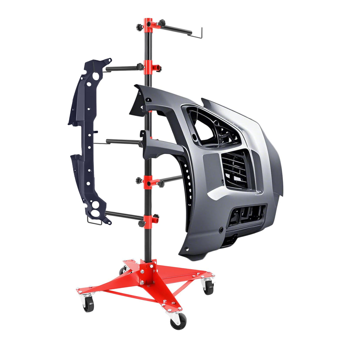 Panel Tree Paint Stand, 29.53”x 29.53”x70.87” Universal Auto Paint Stand Tree Panel Holder Hang Automotive Panels with Adjustable Center Post & 6 Hooks for Door, Fender, Bumper (29.53”x 29.53”x70.87”)