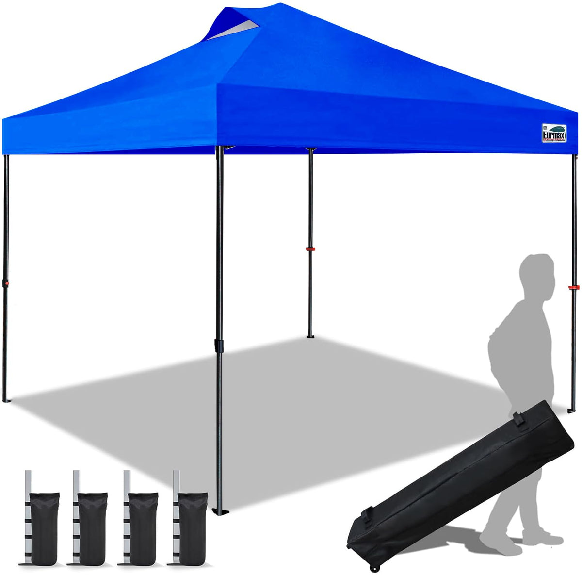 Eurmax USA 10x10ft Pop Up Canopy,Commercial Instant Tent for Outdoor Events,Patented No-Tip Rolling Storage Bag with 4 Sandbags,UV & Water Resistant,Heavy Duty Portable Shelter Gazebo,White