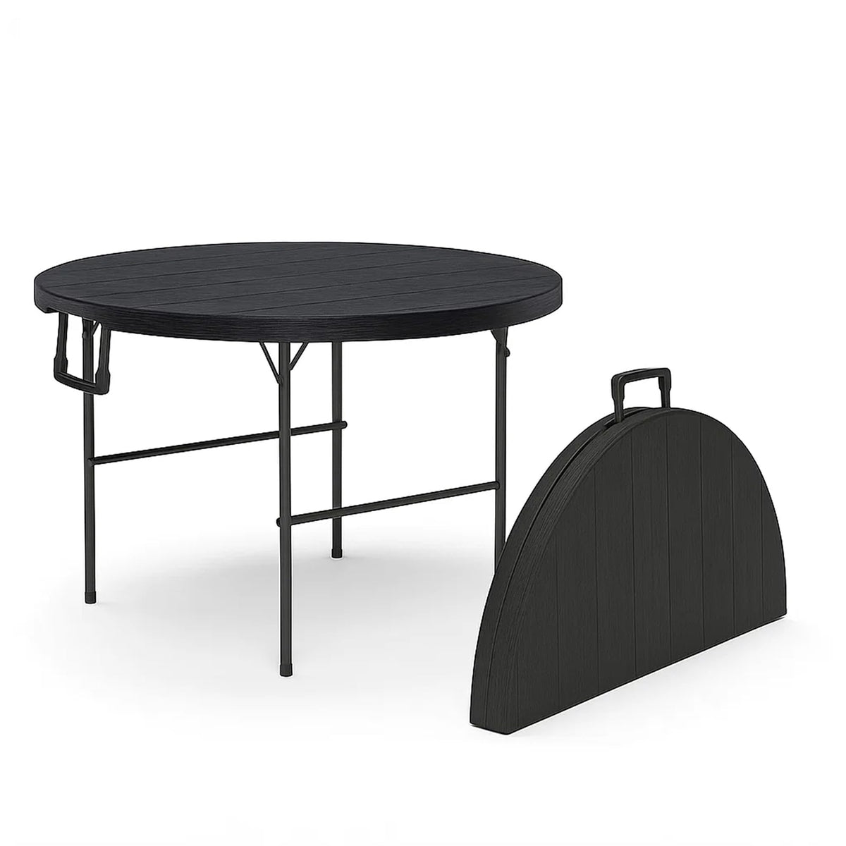 2 PACK of 4 Feet Foldable Table Adjustable Height with Built in Handle, Steel Legs | 4FT Heavy Duty Portable | Perfect for Party Dining Wedding Events Picnic Indoor Outdoor Camping Folding - 4 Foot