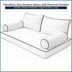 Cottington Lane 5 Piece Outdoor Daybed Cushion Cover Set, Twin Size Fitted 39" x 75" with 6" Deep Fit, Waterproof Indoor Daybed/Porch Swing Bed Mattress & Pillow Bolster Cushion Cover, White