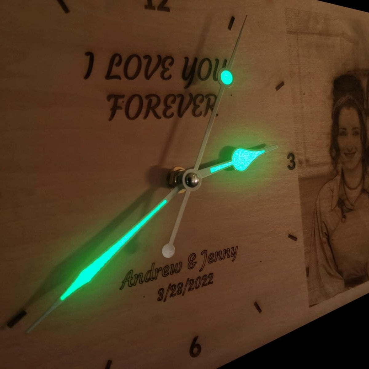 Large Personalized Wooden Clock - Customizable with Photos and Text, Battery Operated