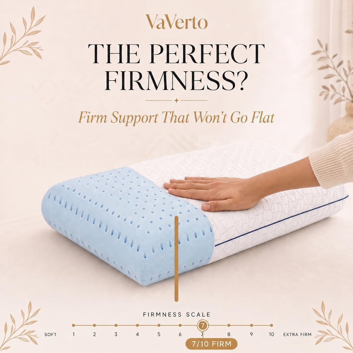 Vaverto King Size Memory Foam Pillows - Firm Pillow - King Size 2-Pack