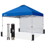 CROWN SHADES 10x10 Pop Up Canopy with 1 Side Wall, Beach Canopy Tent, Red