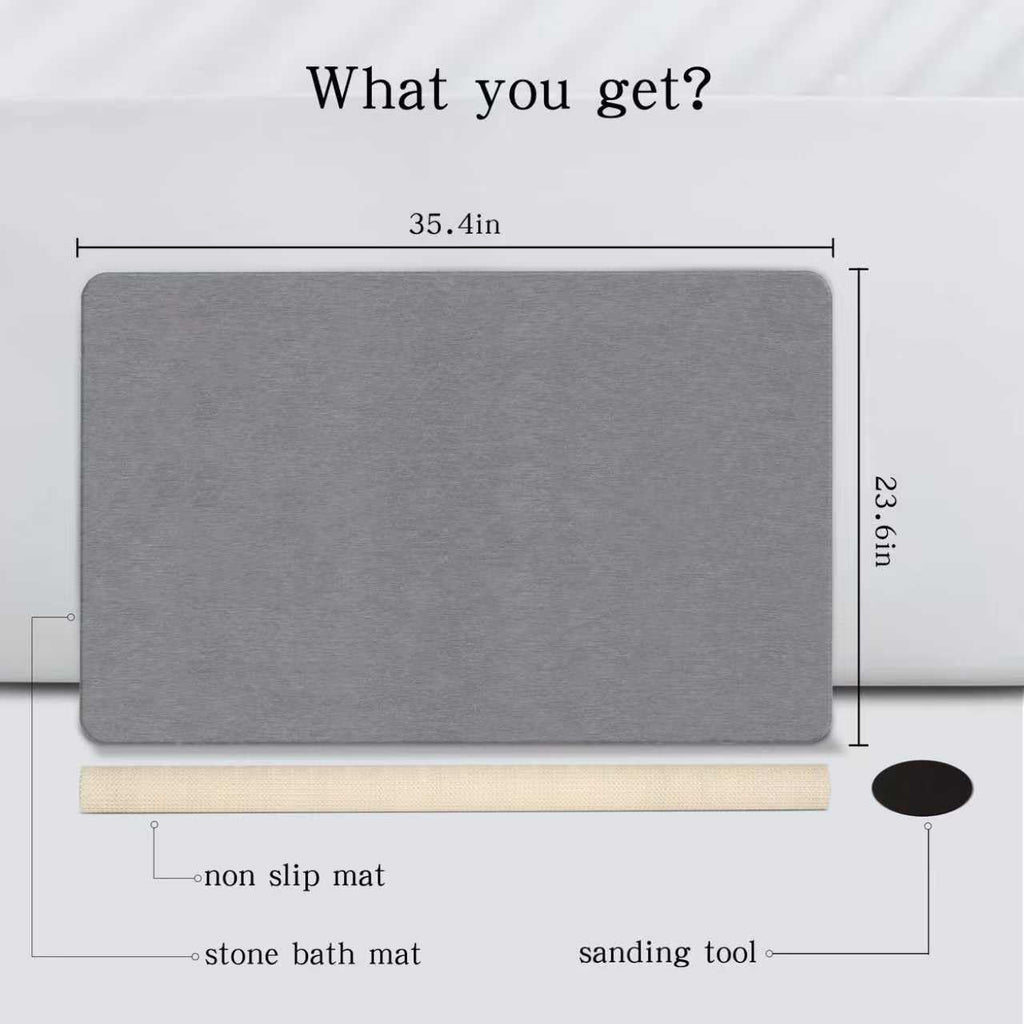 THMINS Extra Large Stone Bath Mat, 36''x24'' Stone Shower Mat
