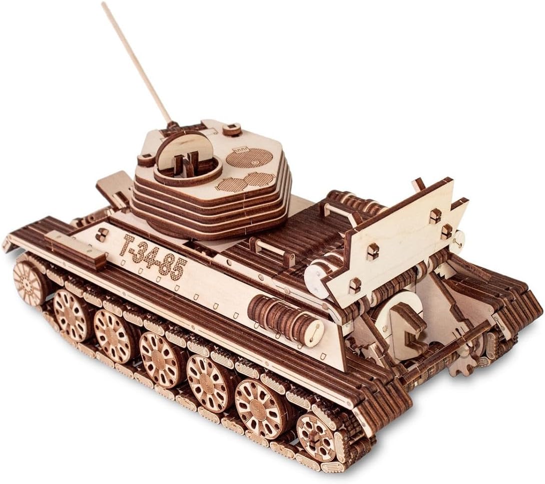 YounggDiy 3D Wooden T-34-85 Tank Model Kit, DIY Military Building Set, Educational STEM Toy, Wood Puzzle for Adults & Teens 965PCS