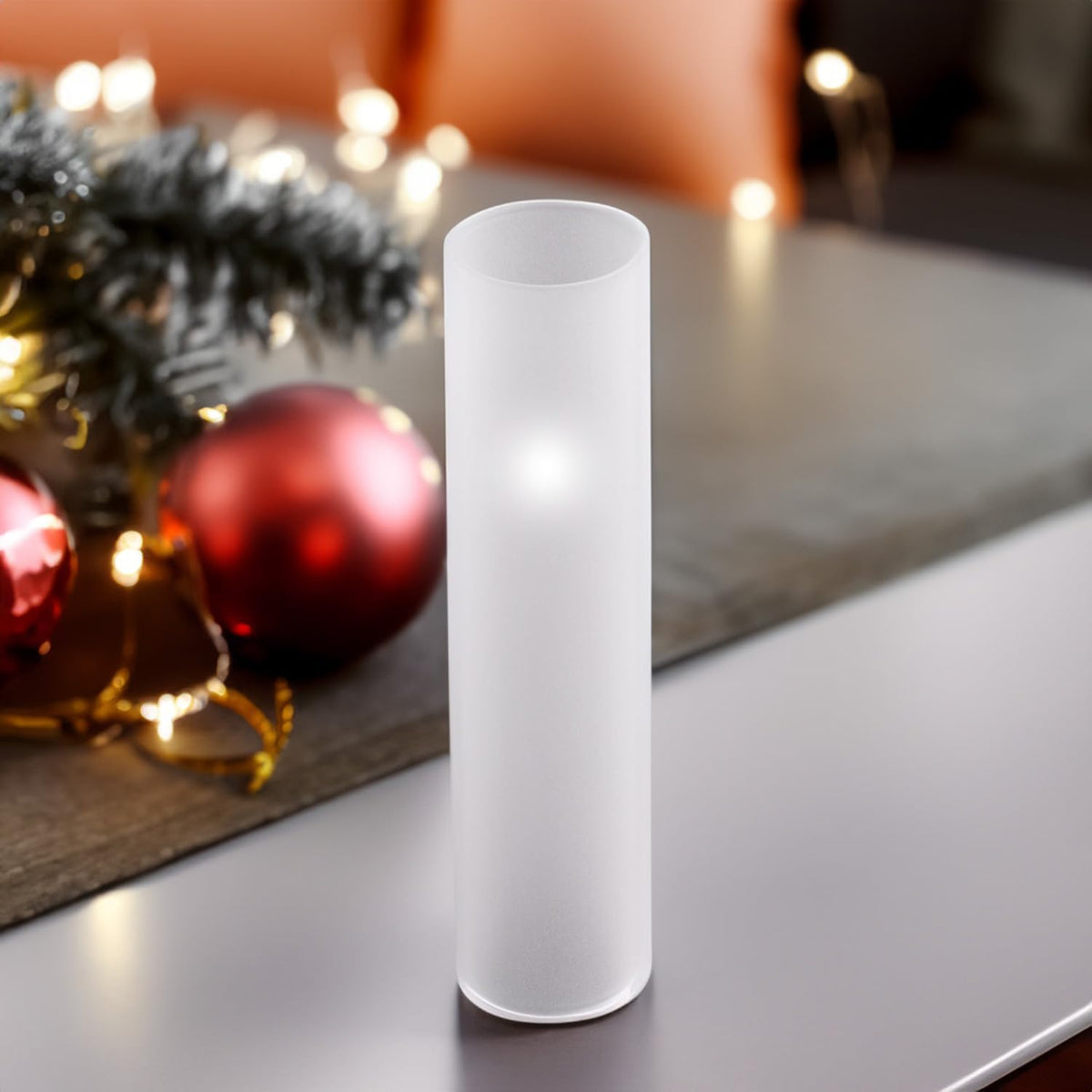 WGVI Hurricane Candle Holder Sleeve, W: 2.5", Ht: 14", Frosted Glass Cylinder Open Both Ends, Chimney Tube Shade, 12 Piece