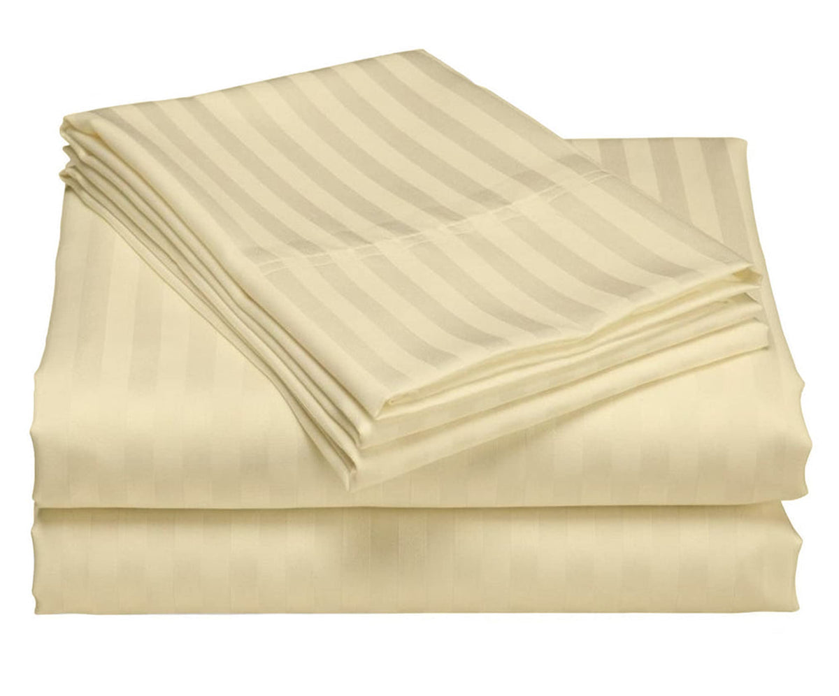 USA RV King Sheet Set in Purple Stripe 400 Thread-Count 100% Egyptian Long Staple Cotton, Sateen Weave for Soft and Silky Feel, Breathable 4-Piece Bedsheet, Elasticized 24'' Extra Deep Pocket