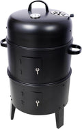 16-Inch Vertical Charcoal Smoker Grill, 3-in-1 BBQ Smoker & Grill with Thermometer, Dual Doors, Adjustable Vents, Portable Outdoor Cooker for Camping & Backyard
