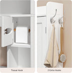 Ahomly Over The Toilet Storage Cabinet, 29.9" W x 70.3" H, White
