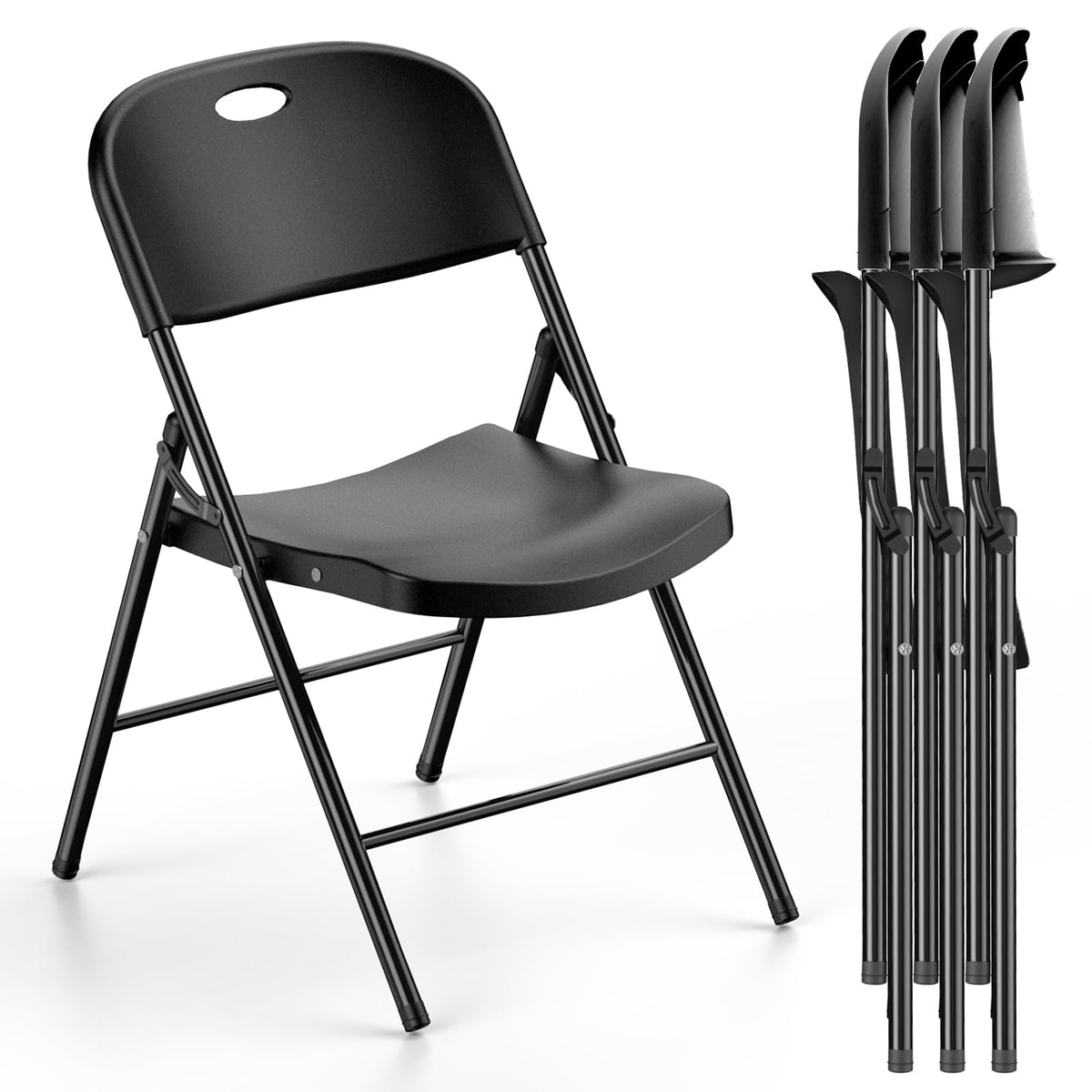 Nazhura 350 Weight Limit Heavy Duty Plastic Folding Chair with Reinforced Steel Frame for Indoor and Outdoor, Wedding, Party, Restaurant, Meeting Room, Patio and Garden