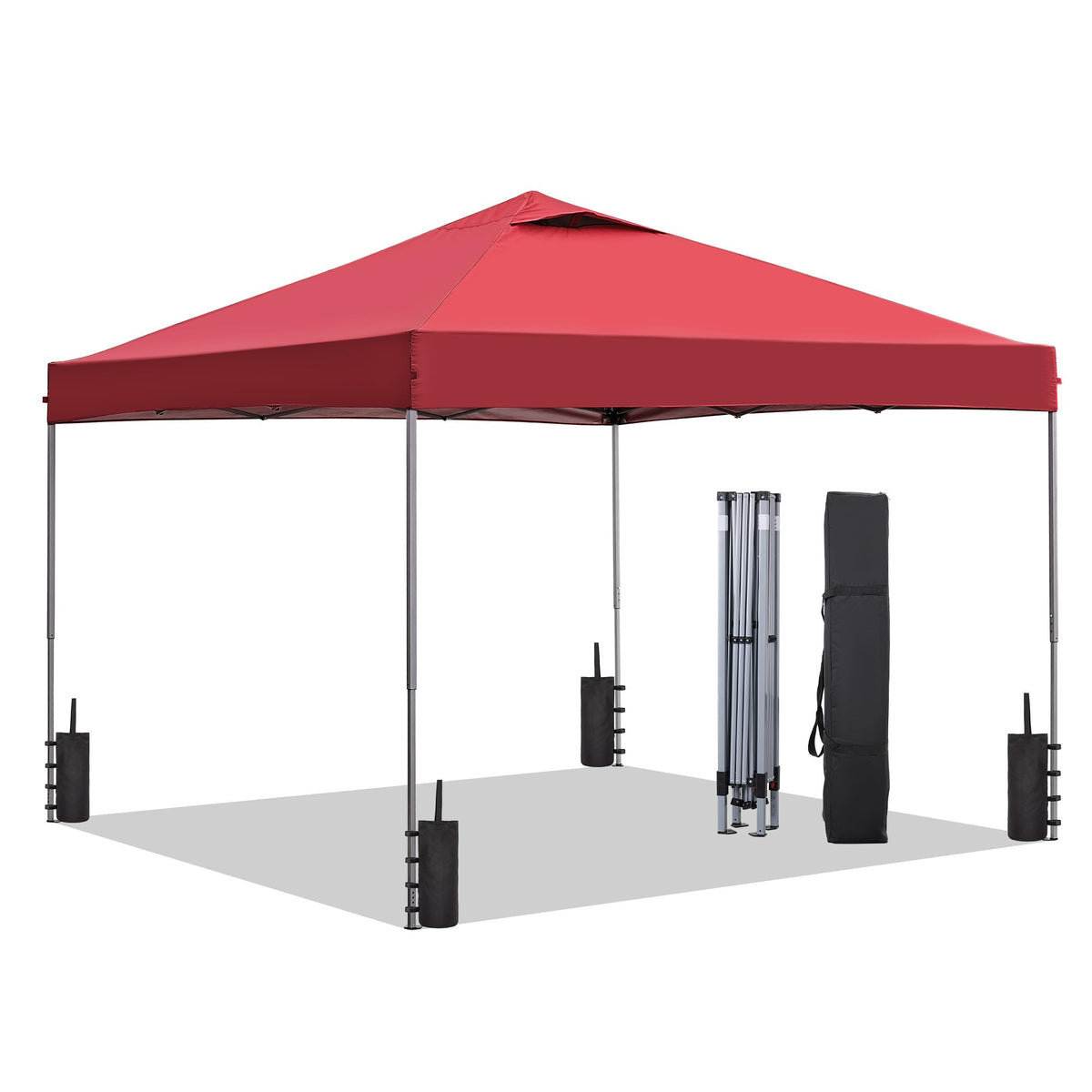 GDY 10x10FT Pop-Up Canopy Tent — with 4-Side Walls & Vented Top, Portable Outdoor Event Tent for Garden, Poolside, Parks, Parties,Camping, Pink.