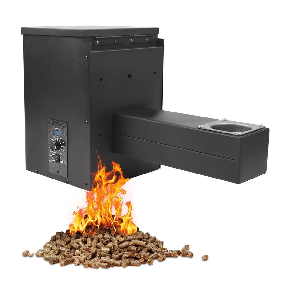 Pellet Smoker Hopper Assembly Kit, 250W 120V Electric Wood Pellet Grill Vertical Pellet Smoker Conversion Kit with Digital Temperature Controller for BBQ Smoke Bake Roast, 180℉- 500℉ Adjustment
