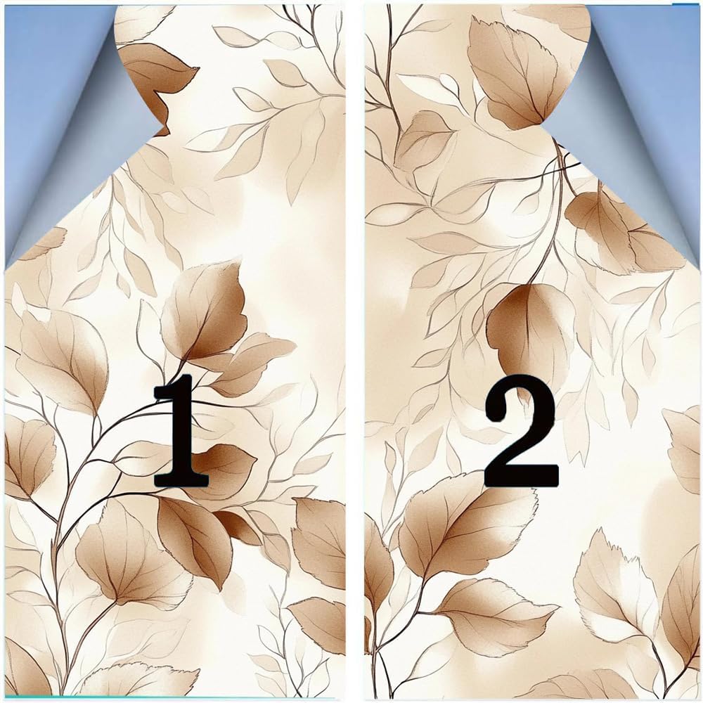 Modern Leaves Stained Glass Window Stickers 31.5Wx55.1L inch x 2pcs