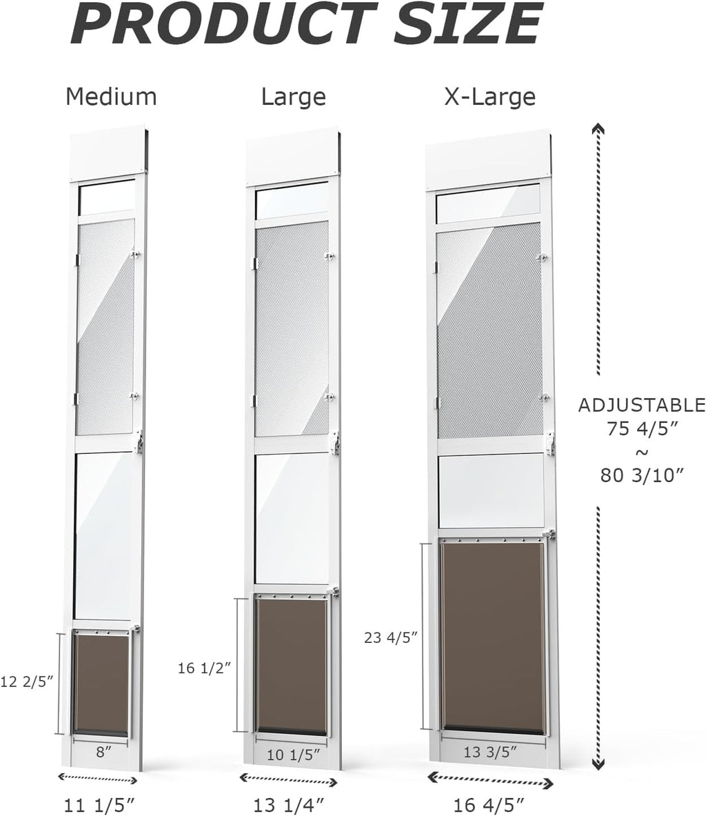 Large Dog Door for Sliding Glass Door with Screen Design, X-Large