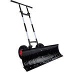 Best Choice Products 48in Heavy-Duty 2-Wheel Snow Pusher Hand Plow for Snow Removal w/Wheels, Adjustable Handle, Blade Angle - Black