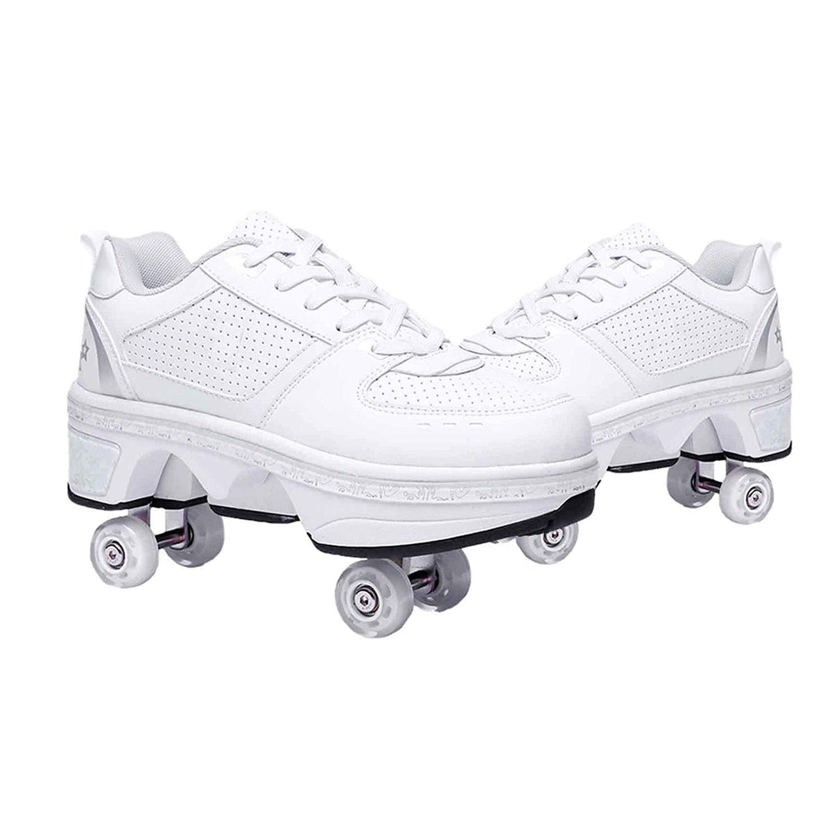 Double-Row Deform Wheel Automatic Walking Shoes Invisible Deformation Roller Skate 2 in 1 Removable Pulley Skates Skating Parkour