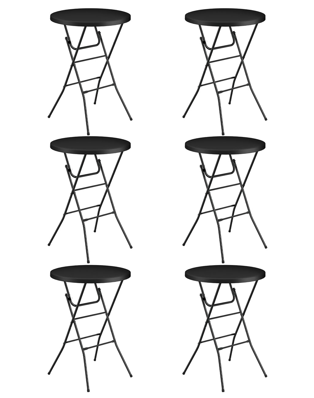 32" Round Folding Table, HDPE Top & Metal Frame, 2 Pack, White