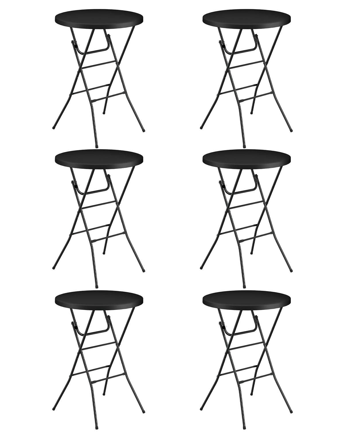 32" Round Folding Table, HDPE Top & Metal Frame, 2 Pack, White