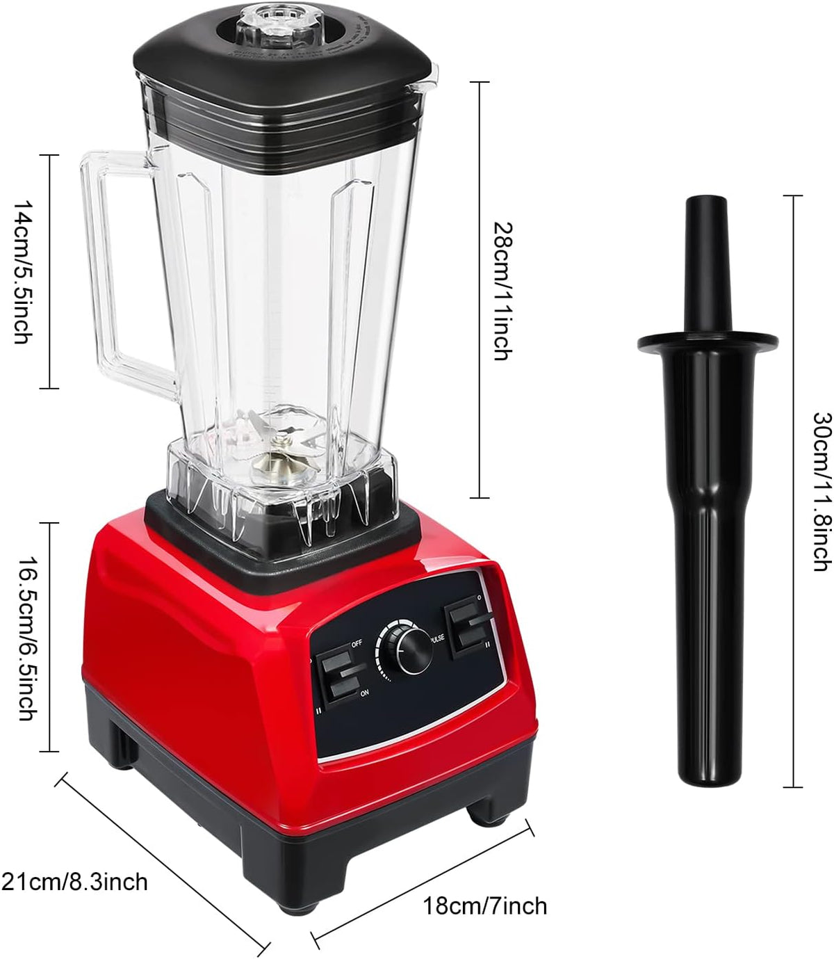 Professional Blender, 2000ml Capacity, 2200W Power, 45000RPM Speed, Red Color, Smoothies and Shakes