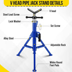 2PCS Pipe Jack Stand, 2500LB Carbon Steel Heavy Duty Pipe Stand,