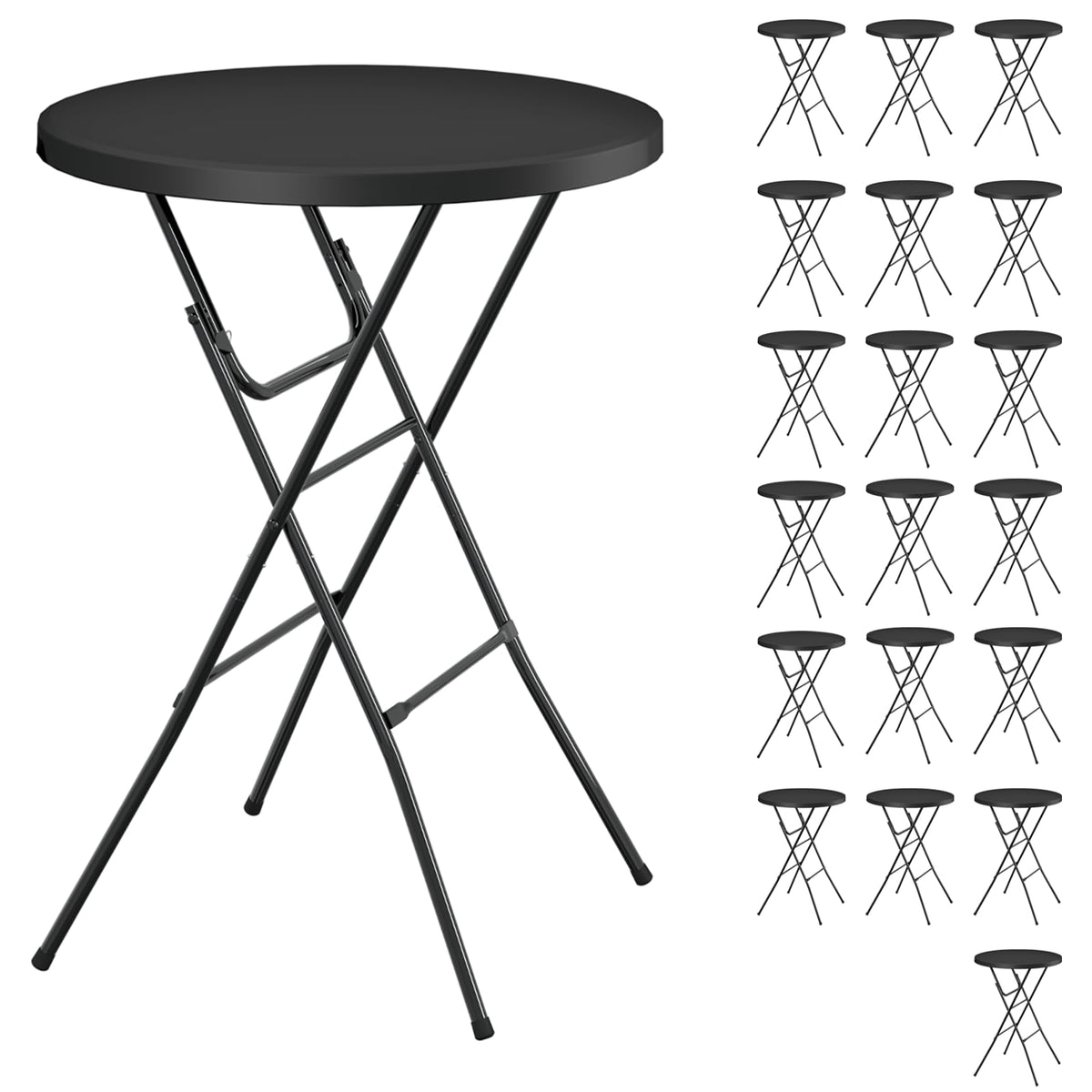 32" Round Folding Table, HDPE Top & Metal Frame, 2 Pack, White