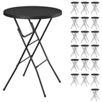 24" Round Folding Table, Plastic Bar Height Tables for Parties Black