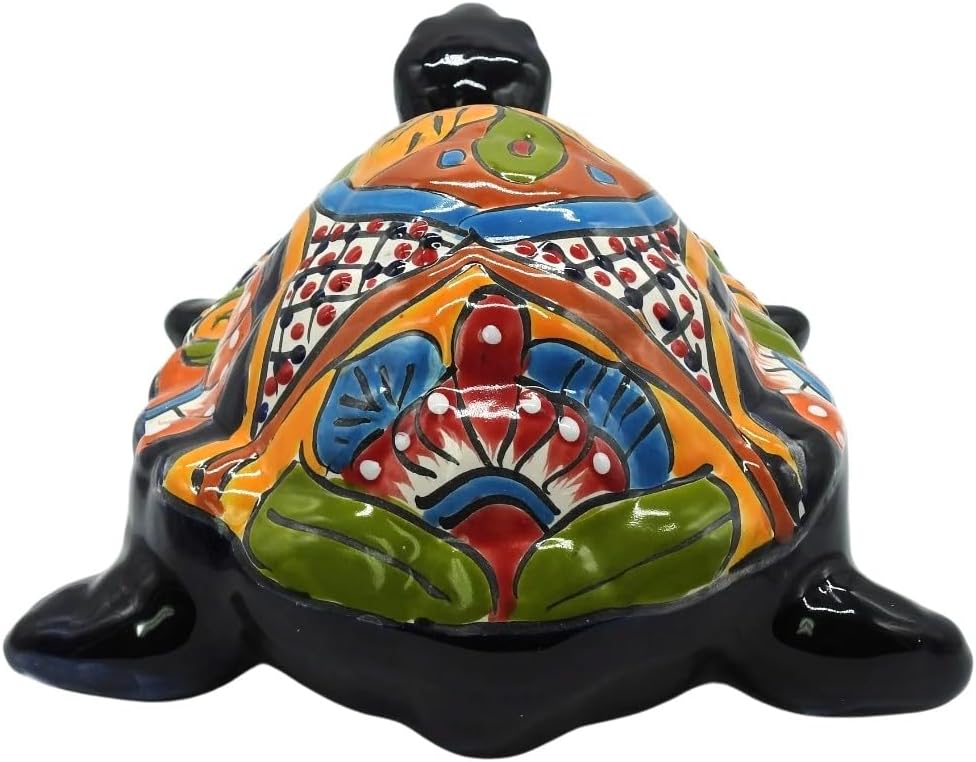 Galapagos Turtle Hand Painted Indoor Outdoor Multi Colored Figure Glazed