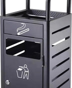 Practical Garbage Can Thickened Outdoor Ashtray Trash Can Vertical Ashtray Brushed Process Stainless Steel Cigarette Butt Column Ashtray Trash Bin Reliable