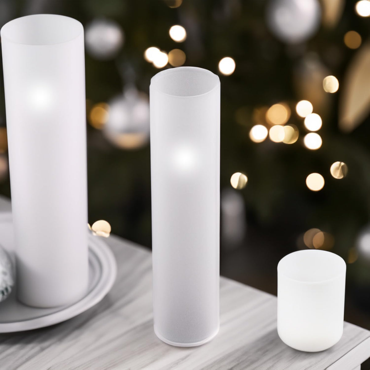 WGVI Hurricane Candle Holder Sleeve, W: 2.5", Ht: 14", Frosted Glass Cylinder Open Both Ends, Chimney Tube Shade, 12 Piece