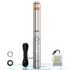 1HP Deep Well Submersible Pump 115V/60Hz, 4 Inch Stainless Steel Water Pump with 33ft Cord, 37GPM Flow 207ft Head, IP68 Waterproof Built-in Controller for Industrial, Irrigation, Home Use