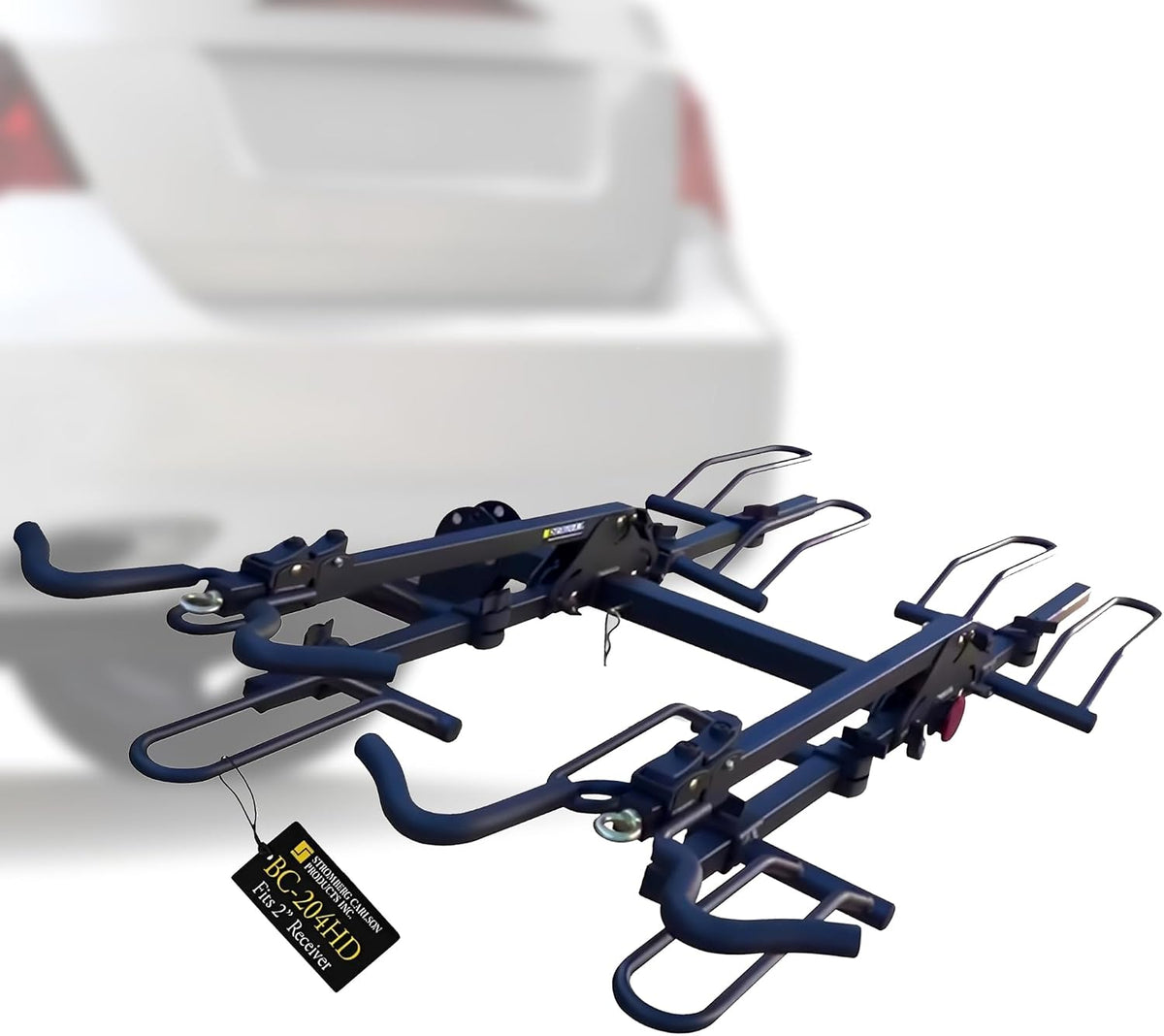 Stromberg Carlson BC-204HD Heavy Duty Platform Mount Bike Rack – Folding Hitch Carrier for 4 Bikes, Fits 2" Hitch Receiver, Durable Transport Solution, Compatible with Cars, SUVs, Truck and Trailer