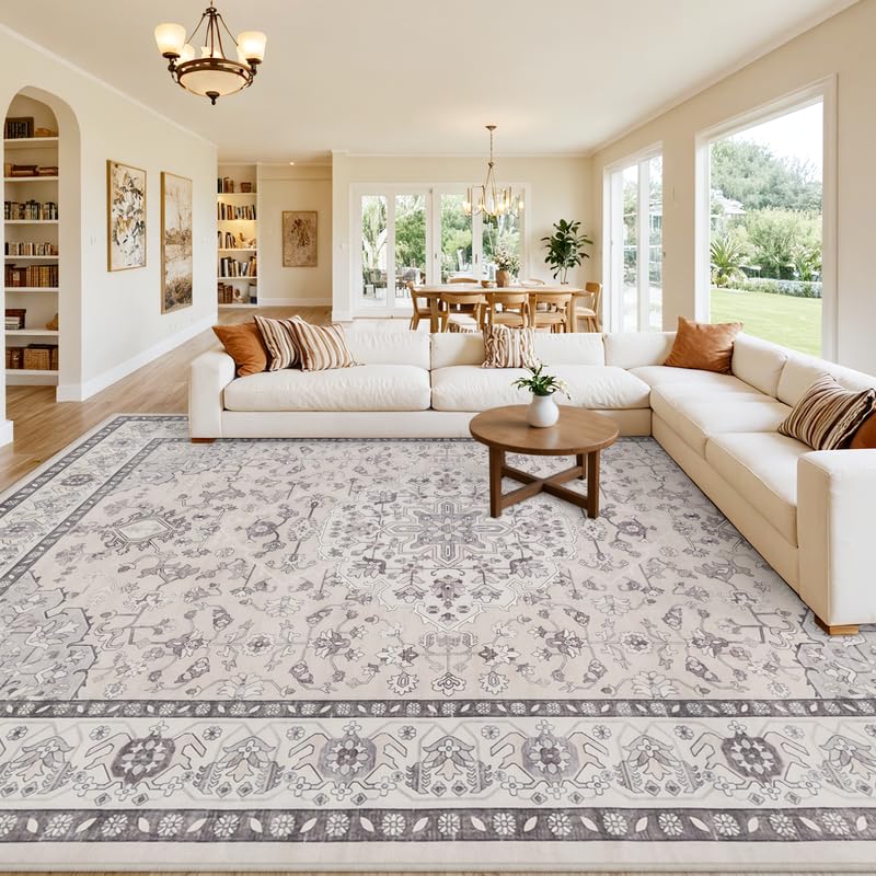 8x10 Area Rugs Living Room: Bedroom Washable Carpet Beige/Ivory