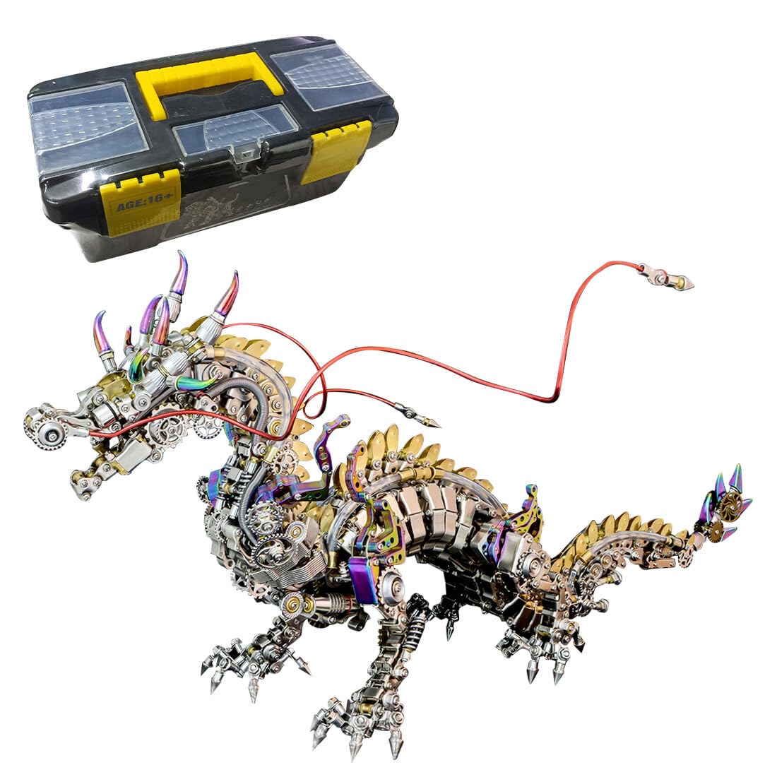 3D Metal Puzzle Raptor Model Kit, 1800PCS DIY Assemble Steampunk Mechanical Bird Model with Colorful Lights, Creative Handcrafted Metal Art Craft Desktop Display & Decoration for Adults