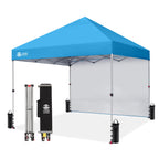 CROWN SHADES 10x10 Pop Up Canopy with 1 Side Wall, Beach Canopy Tent, Red