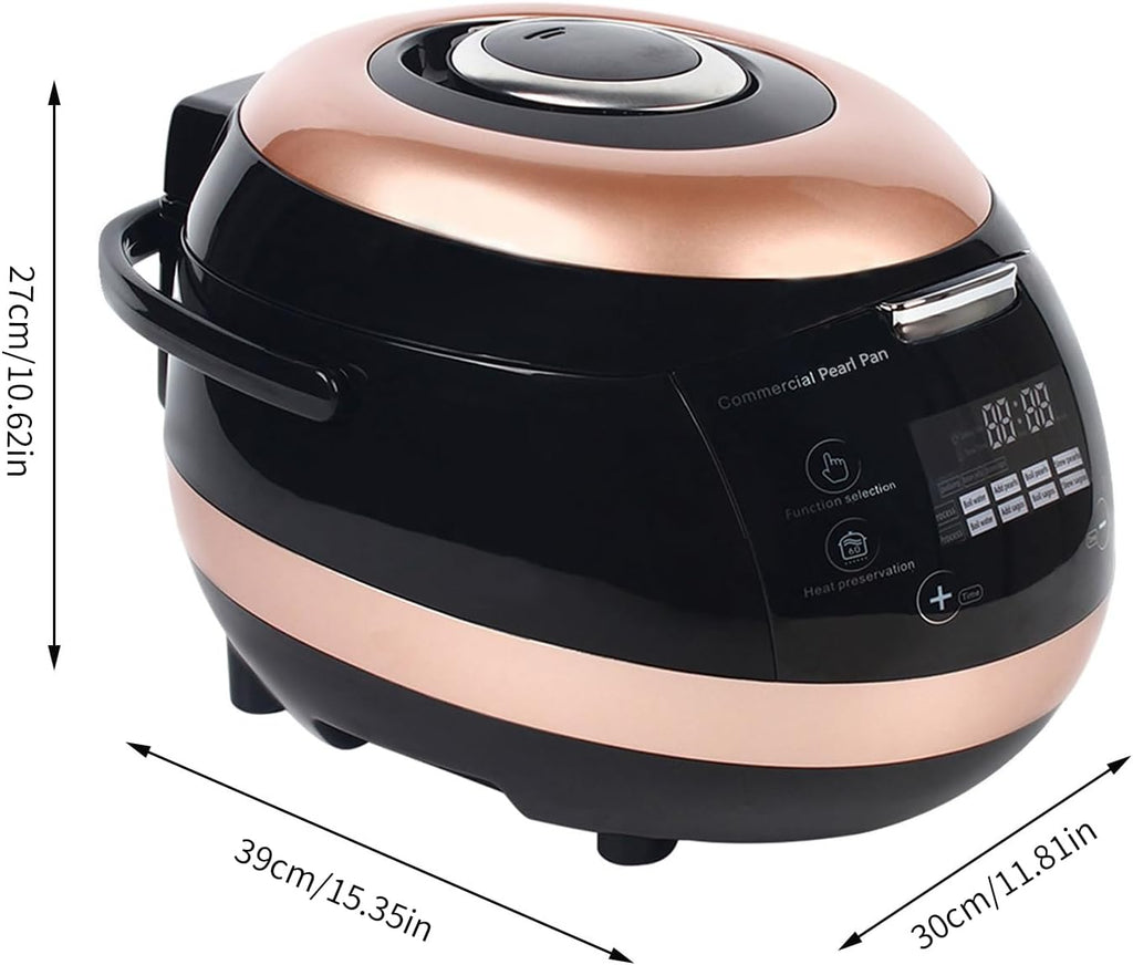 5L Automatic Boba Cooker, 860W Automatic Pearl Maker Boba Making Tapioca Pearls Boba Pot 9-Hour Keep-Warm Function with Precision Temperature Probe Pot Lid Exhaust Valve Removable Inner Cover