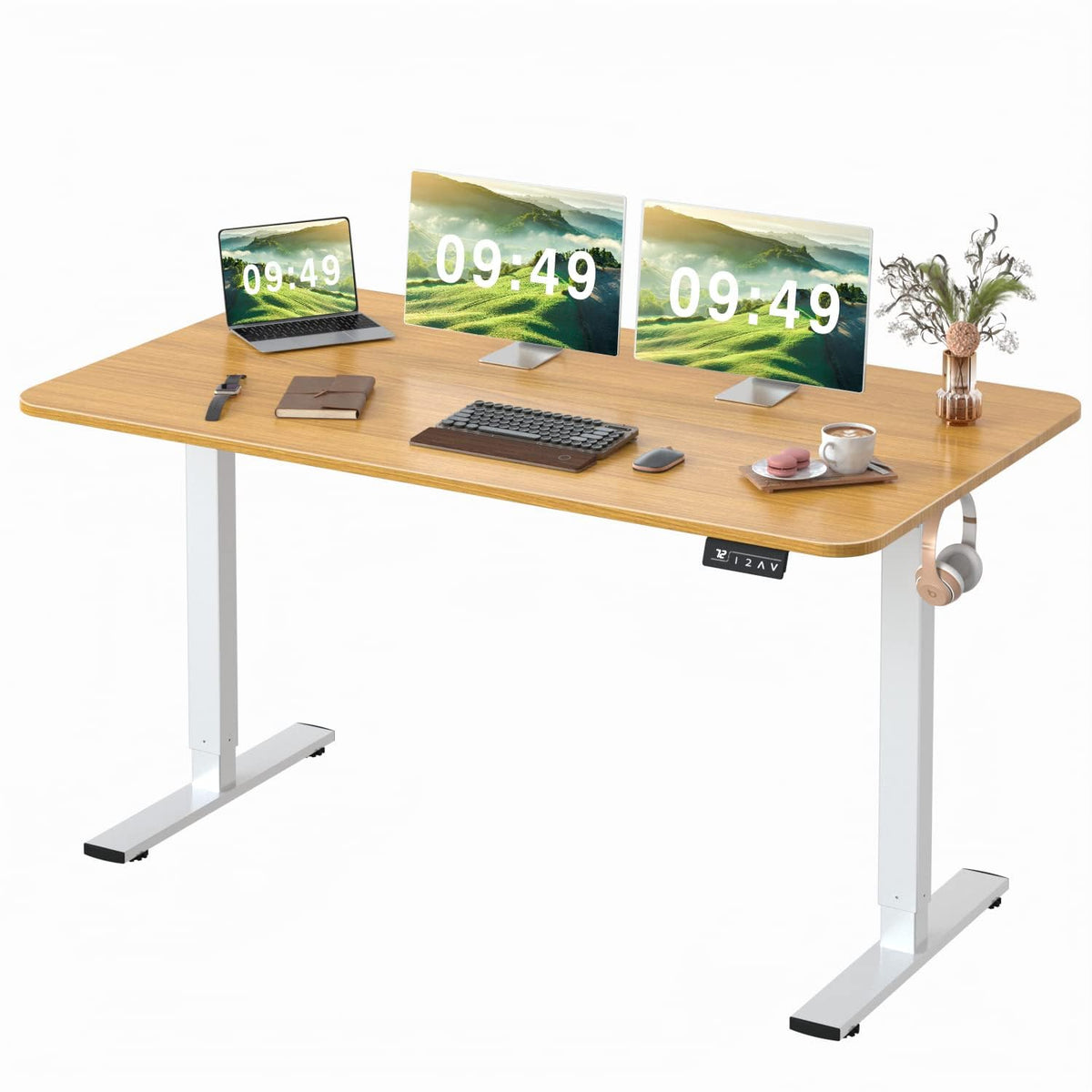 Furmax 45 Inches Electric Standing Desk, Home Office Desk with Phone Holder