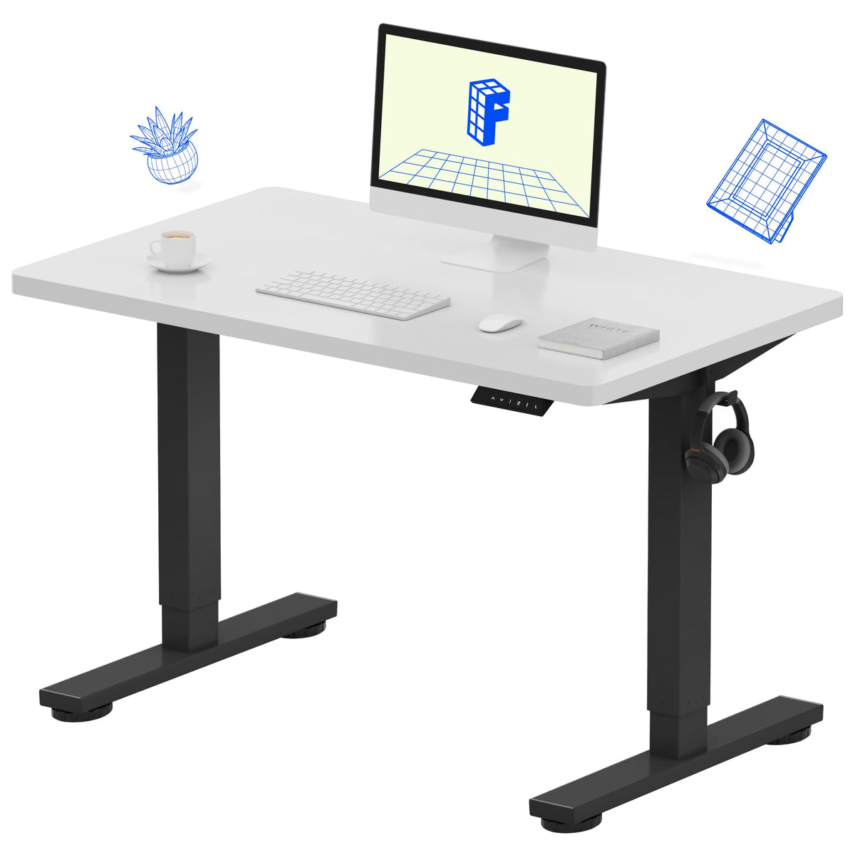 FLEXISPOT EN1 One-Piece Standing Desk, Electric Adjustable with 4 Memory Presets, 176 LBS Capacity, Stable & Quiet, Seamless Desktop for Home Office & Dual Monitors, 48"x24" Black Walnut