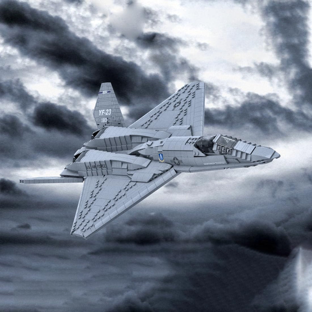 1/35 Scale YF-23 Grey Ghost Fighter Building Blocks Set, Military Aircraft Model Assembly Kits, Collectible Military-Themed Display for Collectors & Enthusiasts, MOC-177282 (2185PCS)