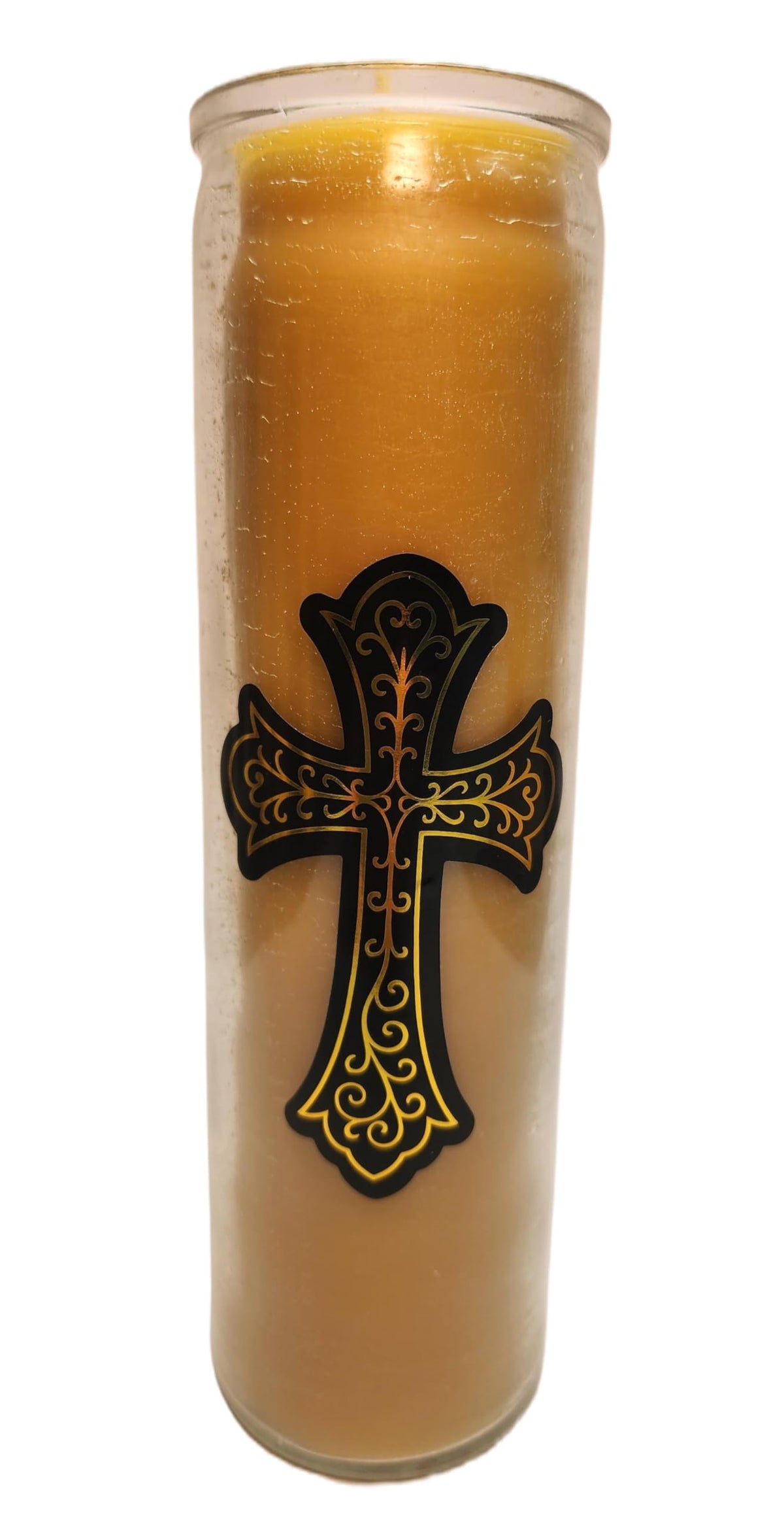 Made in USA Beeswax Devotional Prayer Candles with Cross on Glass 100 Hours Burn time. 6 Pack