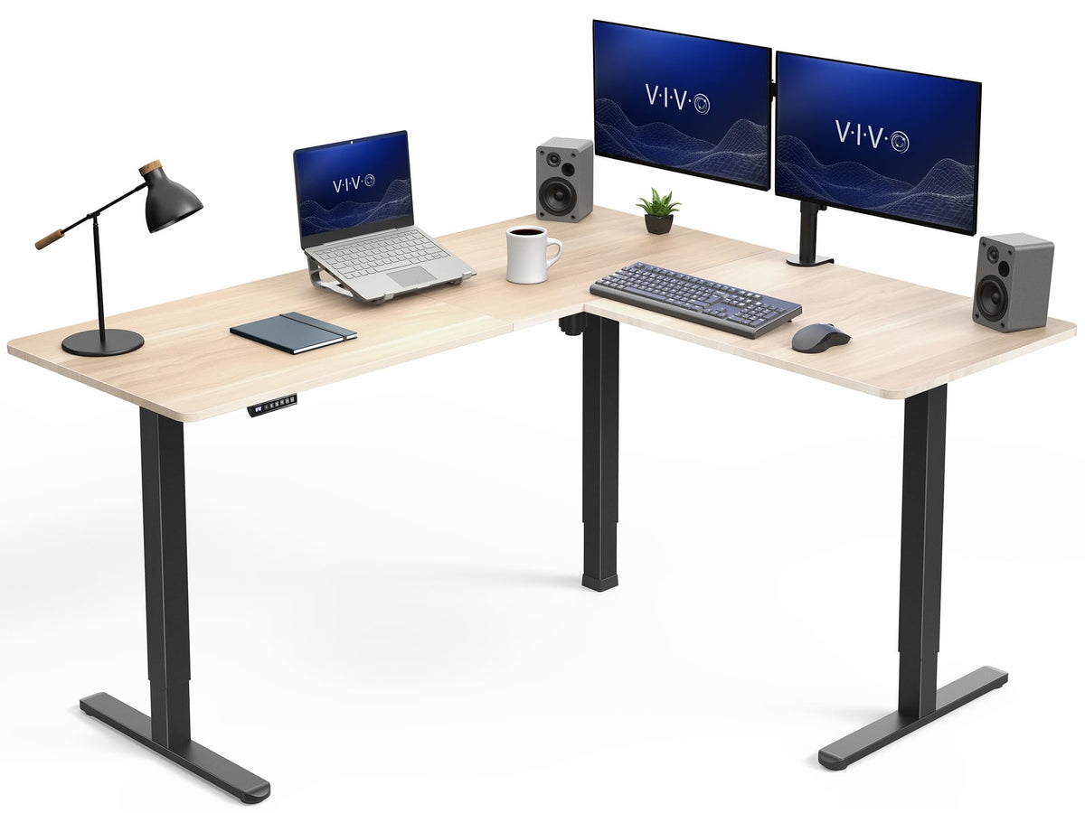VIVO Black 63 x 55 in Corner Standing Desk, DESK-E3CTB