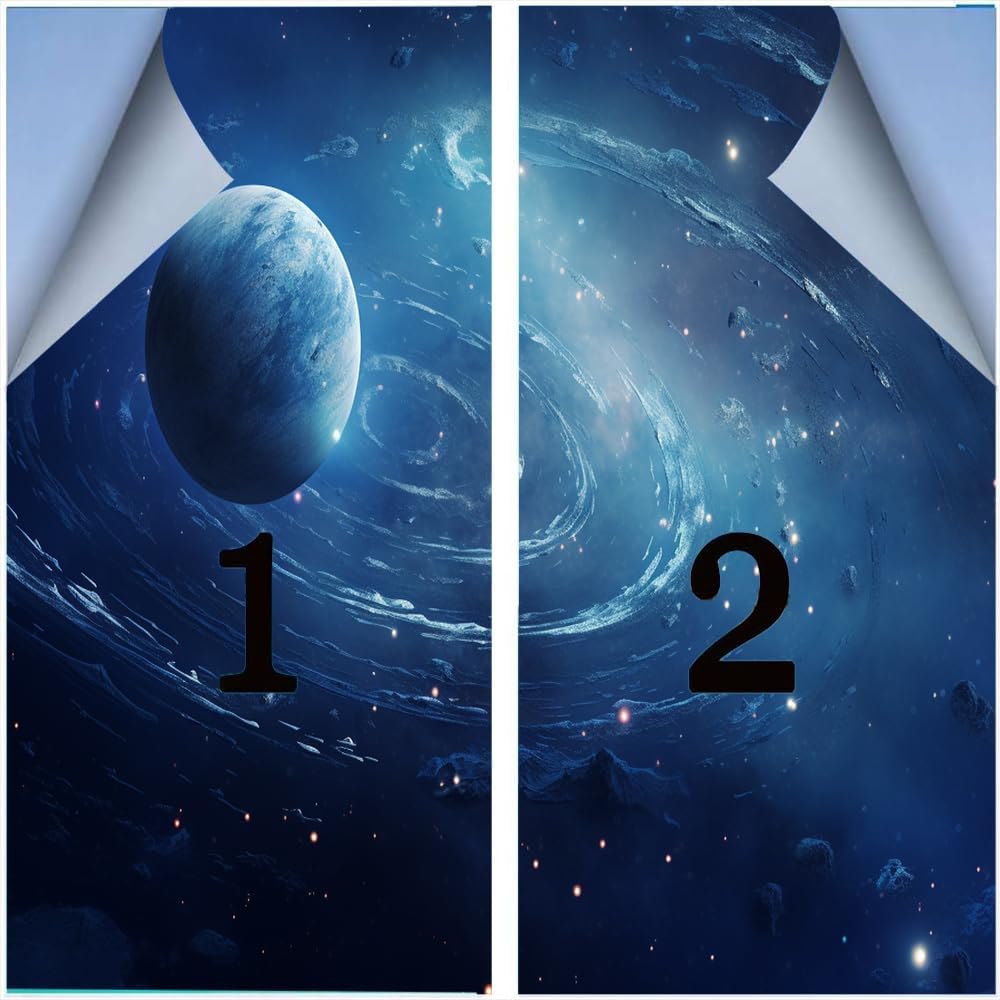 Fantasy Galaxy System Window Film Sun Blocking Abstract Space View Earth House Window Tint Film Adhesive Glass Sticker Coverings for Home Decorative 31.5Wx55.1L-inch x2 Pcs