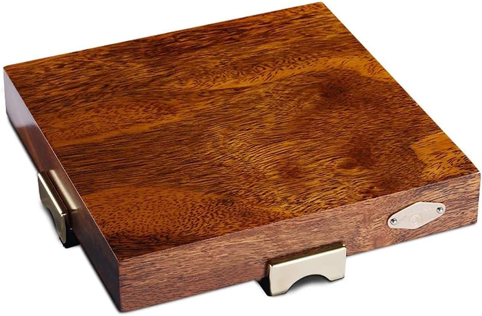 Cigar Wooden Ashtray Creative Living Room Stainless Steel Smoke Slot Large Cigarette Ashtray Brown,18.5x18.5x3.8cm, size