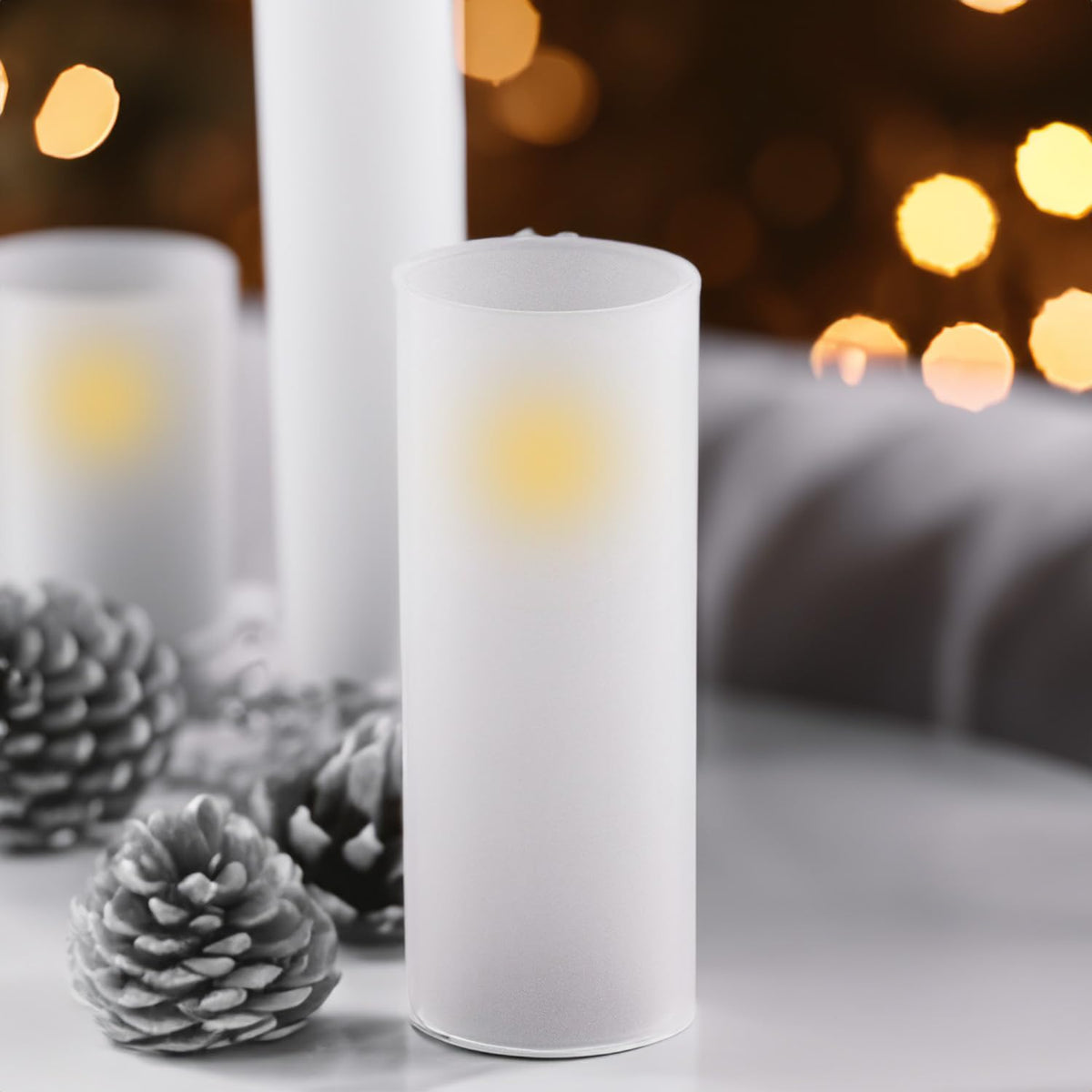 WGVI Hurricane Candle Holder Sleeve, W: 2.5", Ht: 14", Frosted Glass Cylinder Open Both Ends, Chimney Tube Shade, 12 Piece