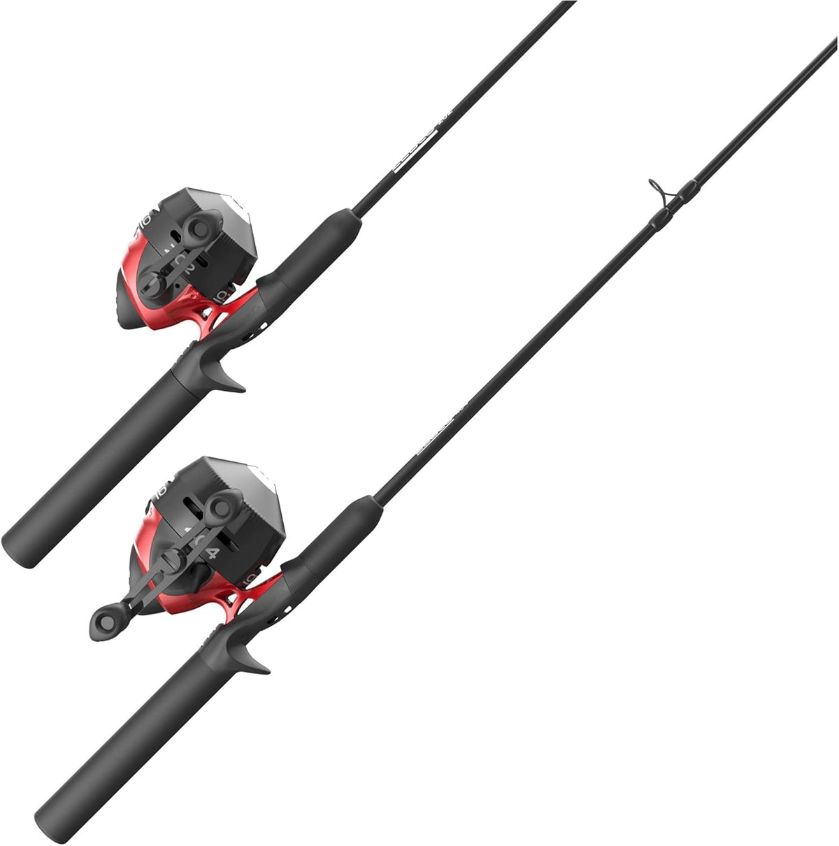 Zebco 202 & 404 Spincast Reels and Fishing Rod Combos (2-Pack), 5-Foot 6-Inch 2-Piece Fishing Pole, Size 30 and 40 Reels, Right-Hand Retrieve, Pre-Spooled with 10 lb and 15 lb Cajun Line, Black/Red