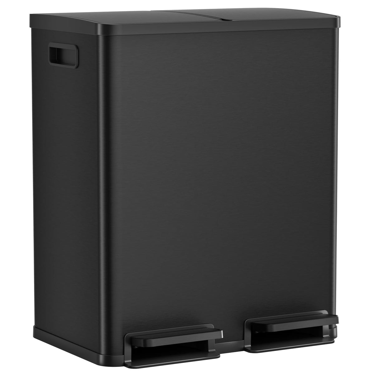 DUMOS Kitchen Trash Can, 2x8-Gallon Dual Trash Can with Lid, Stainless Steel Garbage Bin with 2 Removable Inner Buckets, Soft-Close Foot Pedal, Fingerprint-Resistant for Kitchen, Home, Office