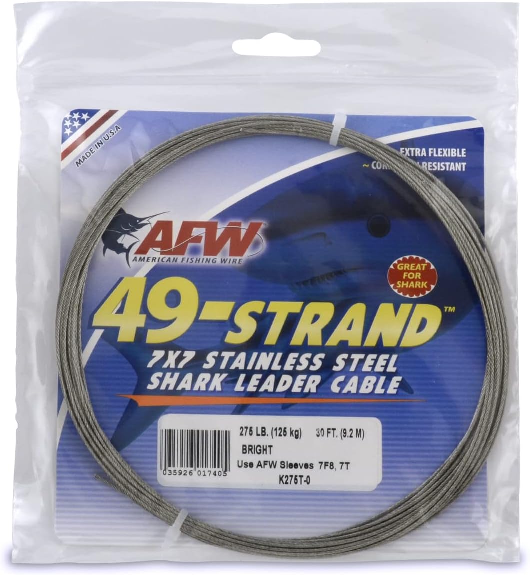 AFW Fishing Wire 49 Strand, 7x7 Stainless Steel Leader Cable, 90lb to 900