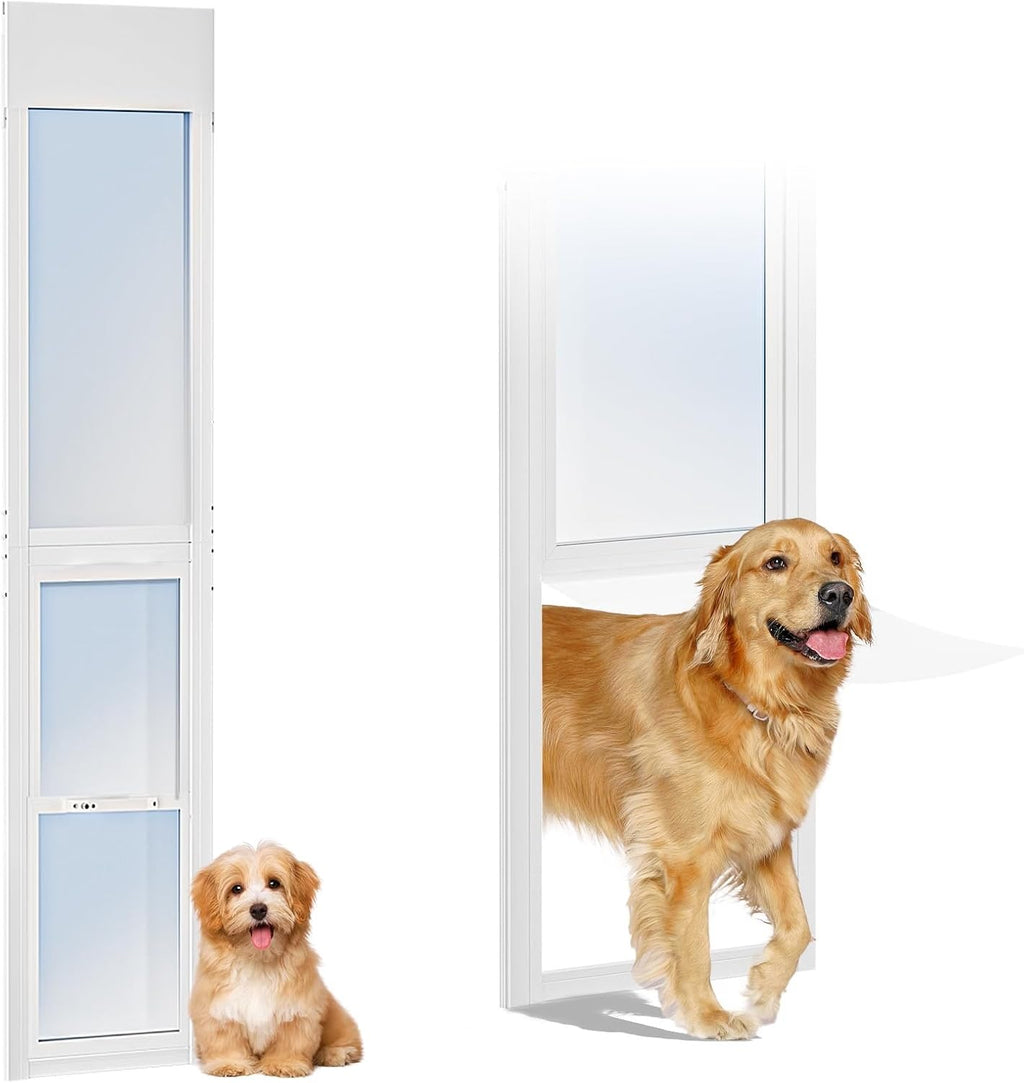 Dog Door for Sliding Glass Doors, 86.6"-92.5" Adjustable, Security Lock