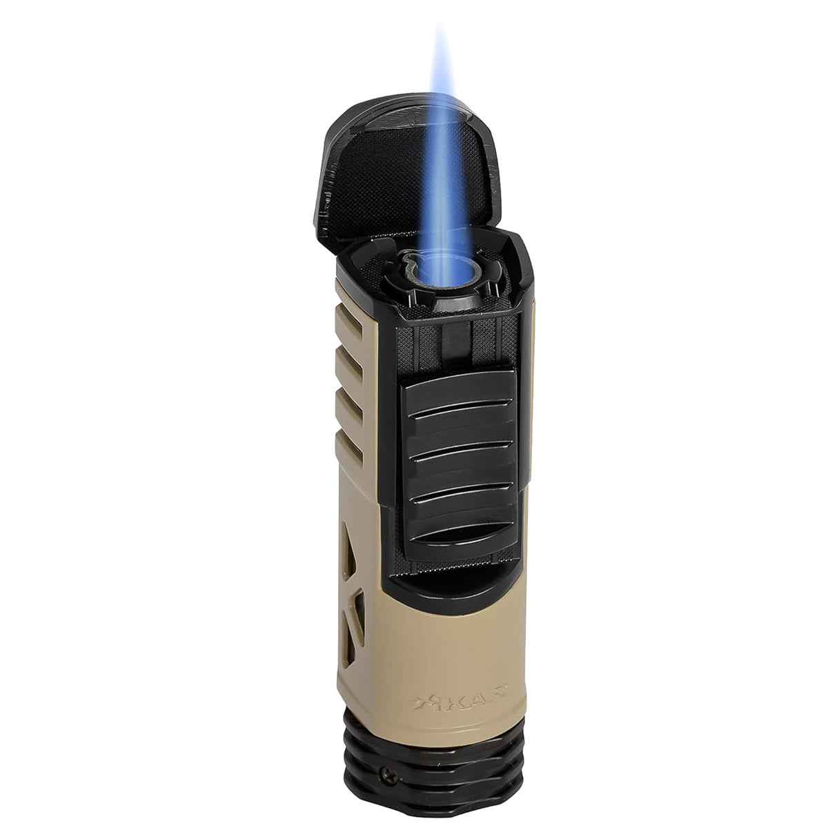 XIKAR Tactical Single-Jet Lighter, Gunmetal - Powerful Flame, Rugged Design with Rest Feature, Pocket Clip, EZ-View Fuel Window, and Adjustable Flame Height - Ideal for Outdoor Use