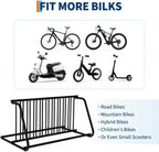 Floor Bike Rack,Double-Side 10-Bike Rack 60"L,Grid Bike Rack In Ground