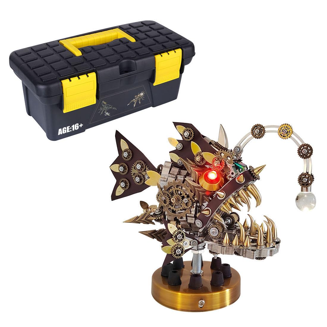3D Metal Puzzle Wolf Model Kit, 384PCS DIY Steampunk Mechanical Battle Wolf with Movable Joints, Creative Handcrafted Metal Art Craft Desktop Display & Decoration for Adults